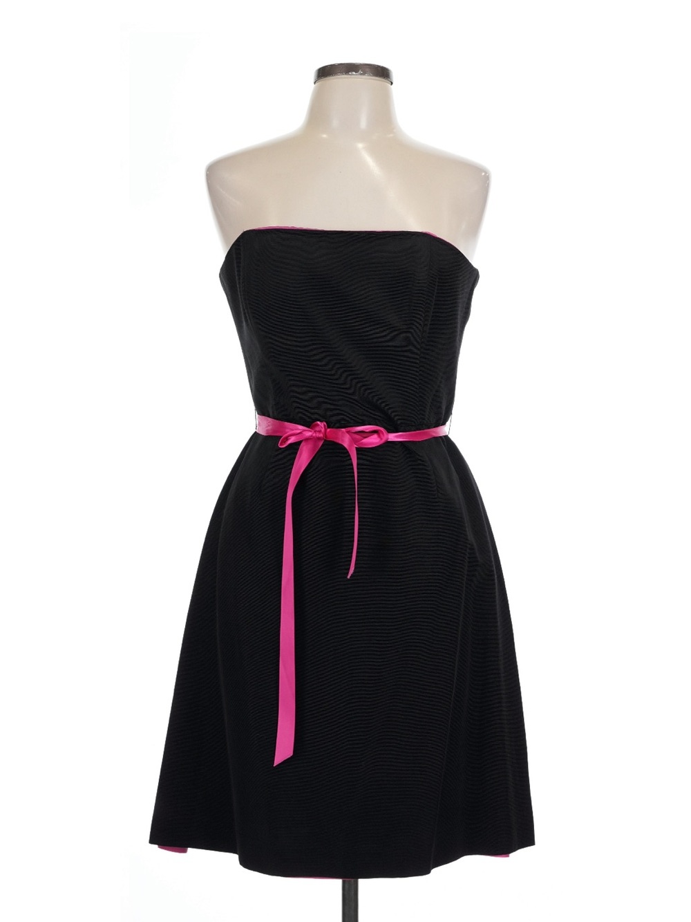 Strapless Black Dress with Pink Waist Tie